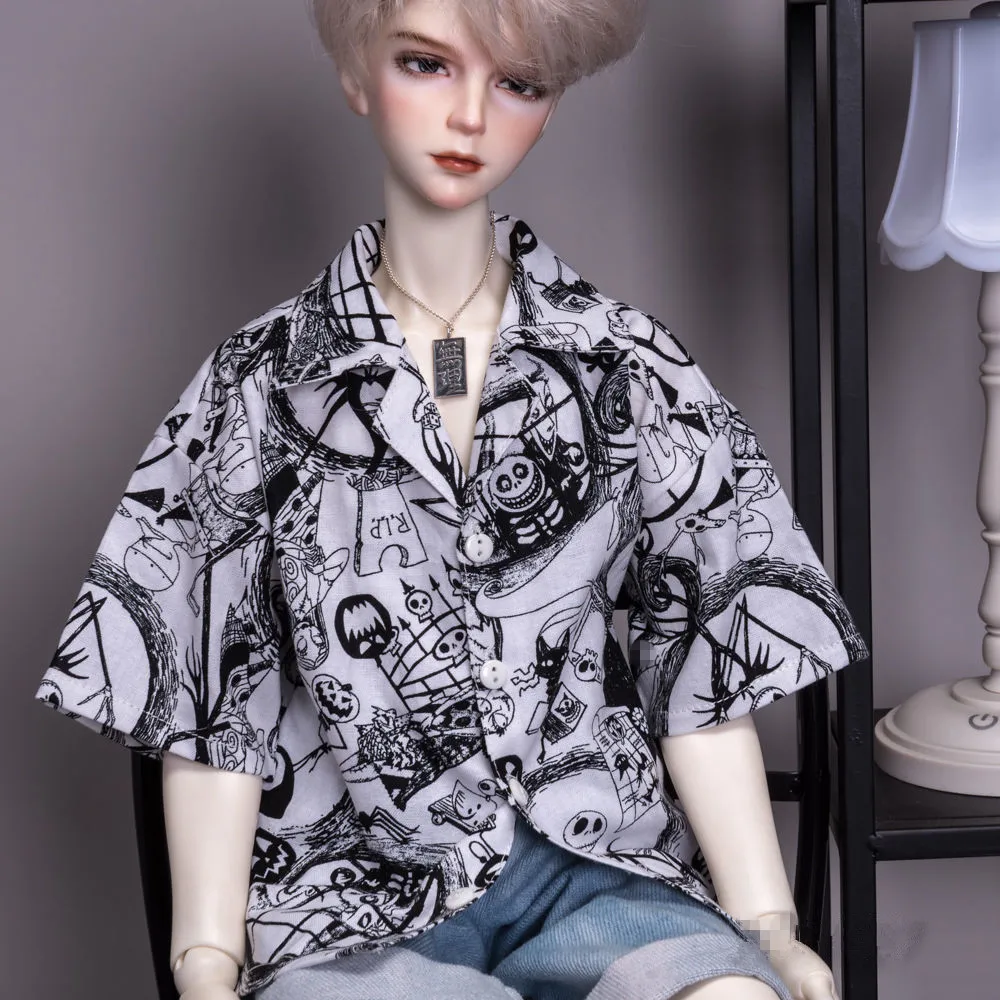 BJD Doll Clothing is suitable for 1/3 1/4 Uncle  stylish versatile personality shirt cartoon cartoon pattern short sleeved top