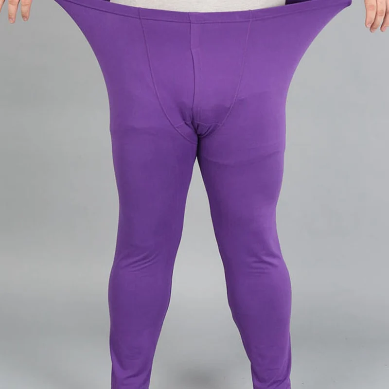 Plus Size 6XL 7XL 8XL 9XL spring Leggings Bottom Men Thin Elastic waist Male Soft Black Gray Purple Red Underwear Thermal Pants