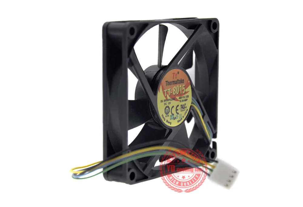 NEW TT 8015 TT-8015 A8015L12S 8CM 4PIN PWM control speed temperature control PWM silence 1.5CM thick 12V 0.28A cooling fan