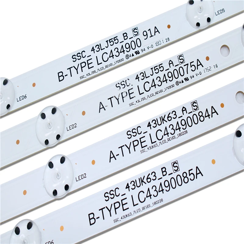 新しいキット6個ledバックライトストリップlg 43UJ6300 43UK6300PUE LC43490087A LC43490088A LC43490077A LC43490078A SSC_43UJ63_A