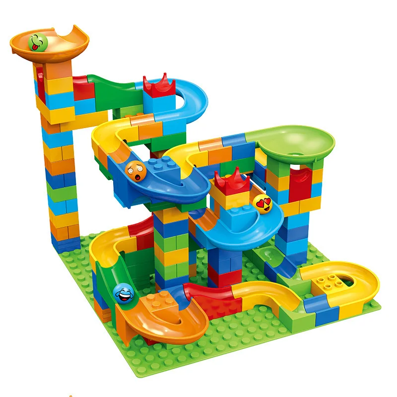 84-504PCS di Piccole Dimensioni Gara di Marmo Run Blocchi Labirinto Palla Pista Building Blocks Imbuto di Plastica Scivolo Assemblare Mattoni FAI DA