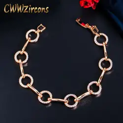 CWWZircons Micro Pave Cubic Zirconia 585 Gold Color Round Link Chain Bracelet for Women Fashion Brand Bohemian Jewelry CB228