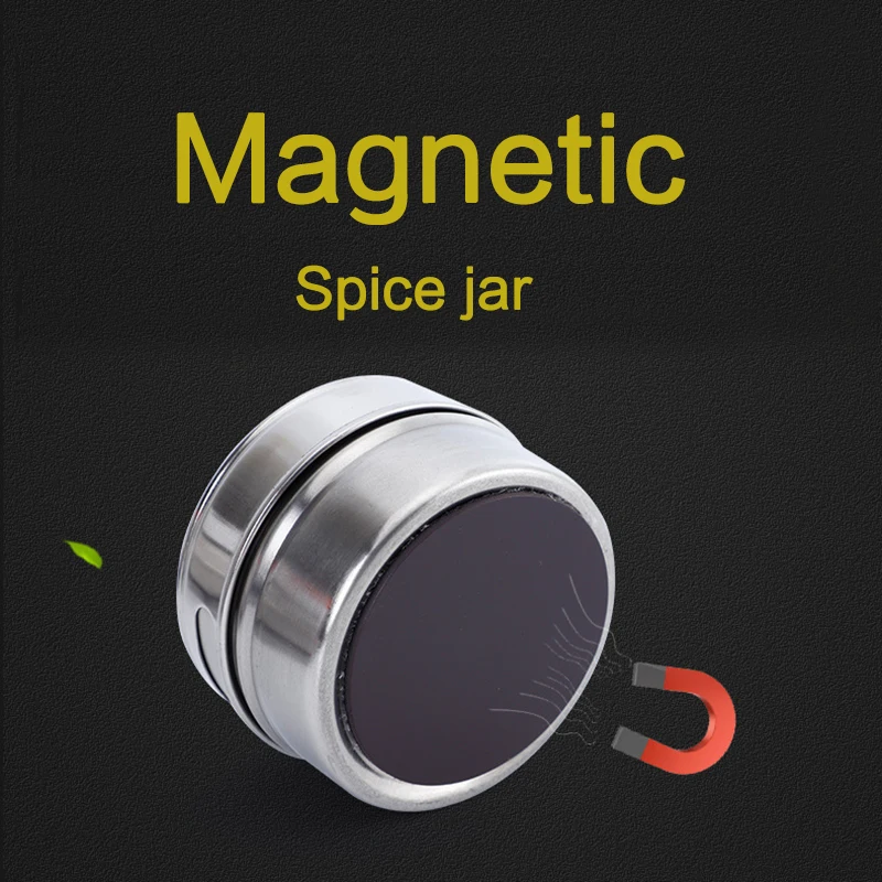 Magnetic Spice Jars Container Set With Labels Stickers Seasoning Bottle Salt And Pepper Stainless Steel spice organizer Tools