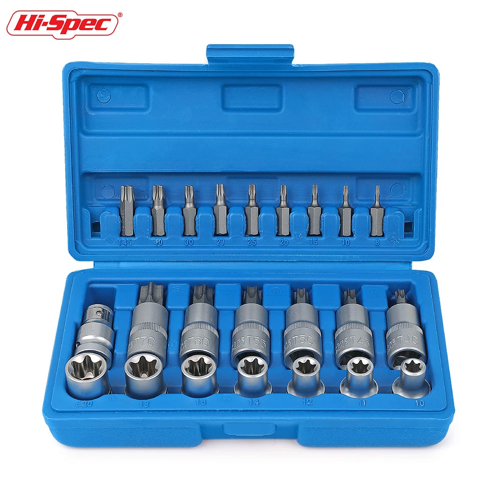 Hi-Spec 1/2 Bit Socket Set E Torx Socket Adapter Set Socket Wrench Head Car Repair Automotive Tools