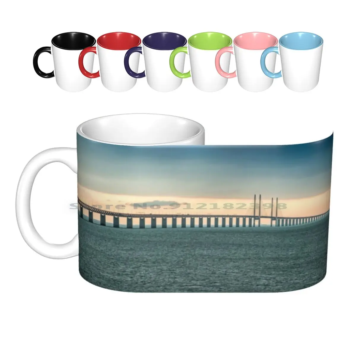 In The Colorful Evening Light Lies The ?resund Bridge , Which Connects Sweden And Denmark Ceramic Mugs Coffee Cups Milk Tea Mug