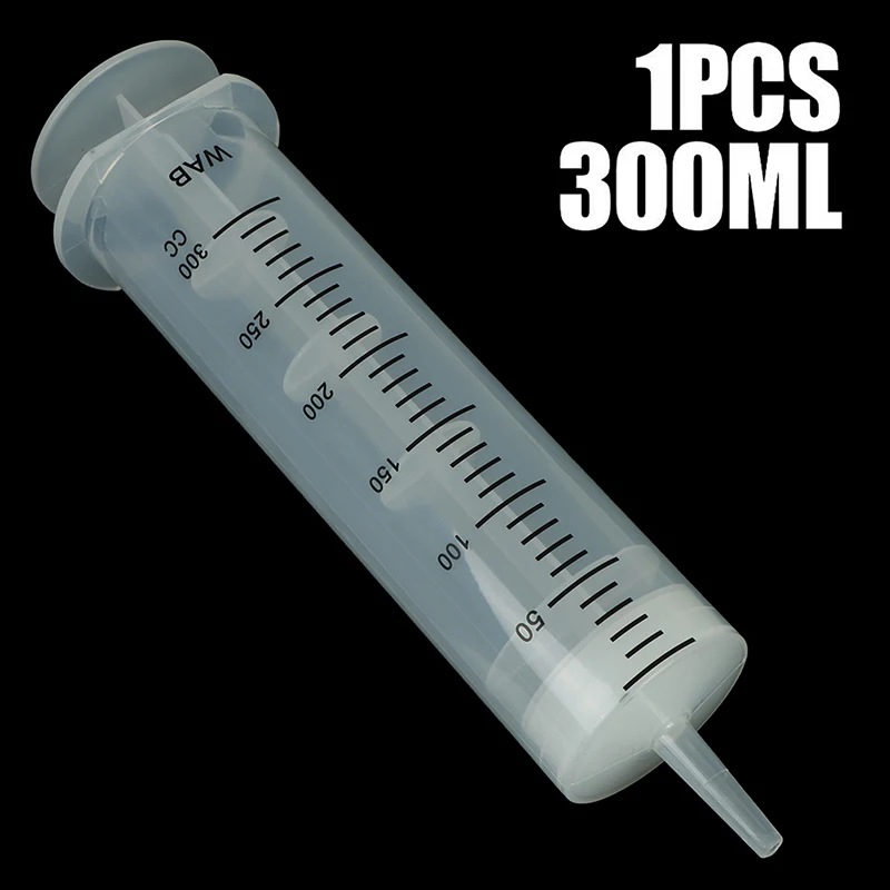 HOT! 300ml Plastic Syringe Large Capacity Syringe Transparent Reusable Sterile Measuring Injection Syringe Nutrient Hydroponics