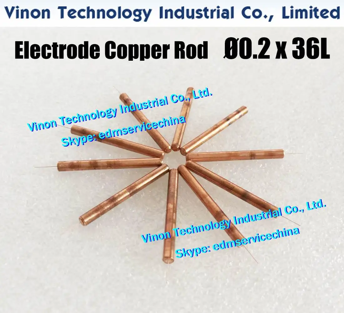 

(10 PCS PACK) EDM Electrode Copper Rod d=0.2mm,Shank D6.0mm, Shank 30Lmm, Overall length 36Lmm. Copper Rod for Electro-Discharge