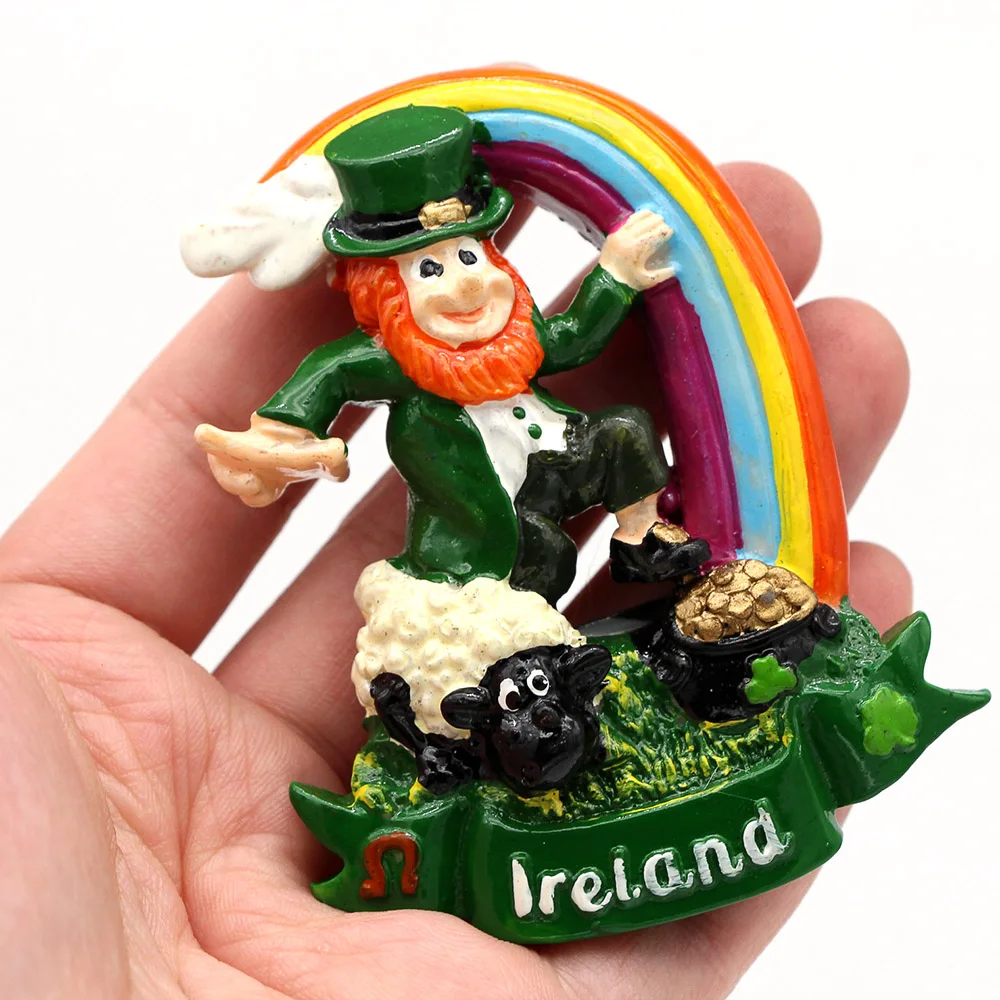 Northern Europe Irish dwarf cartoon character lamb souvenirs stereo resin fridge magnets stick 3d refrigerator home decoration