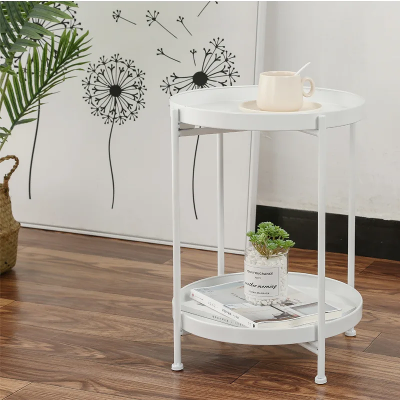 Wuli Iron Balcony Small Apartment Bedside Round Table Coffee Table Nordic Sofa Side Table Simple Small Table