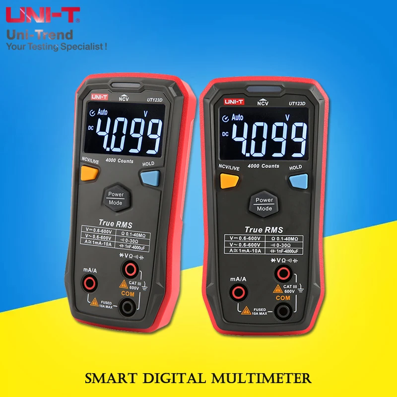 UNI-T UT123 UT123D مقياس رقمي متعدد بحجم الجيب للكهربائيين المنزليين/وظيفة كاملة مقاومة للحرق
