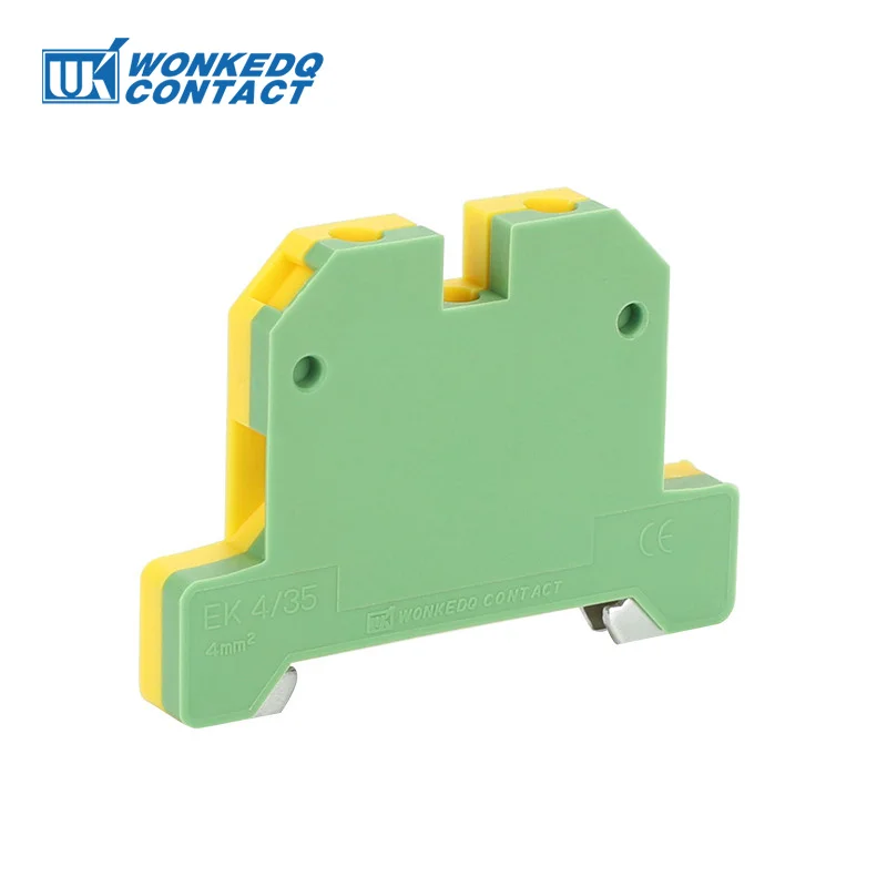 10Pcs EK4/35 Universal Screw Connection Ground Earth SAK 4 mm² Wire Electrical Connector DIN Rail Terminal Block EK 4/35