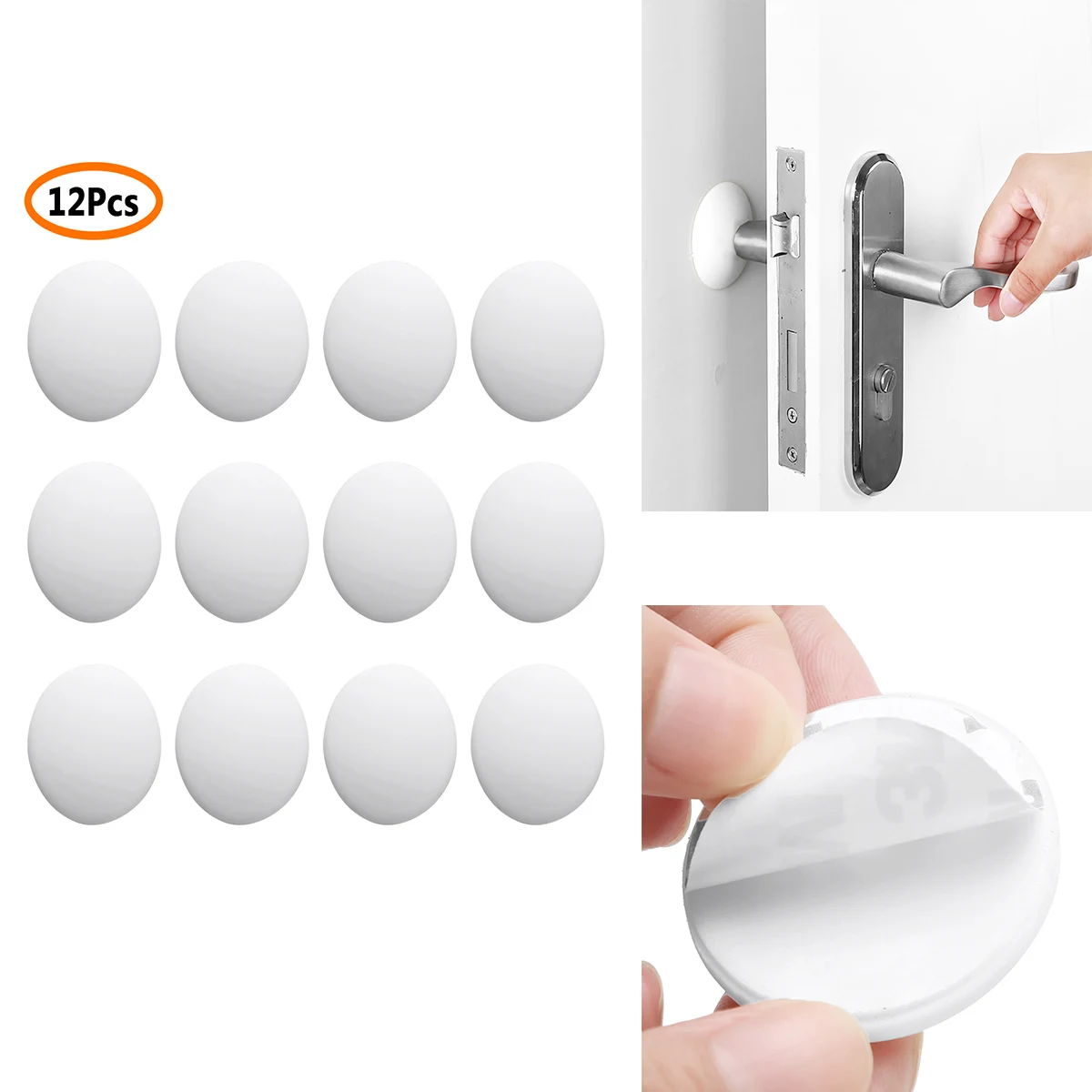 

12 Door Knob Stopper Self Adhesive Cabinet Drawer Rubber Bumper Anti Collision Handle Guard Stickiness Wall Protector Shield Pad