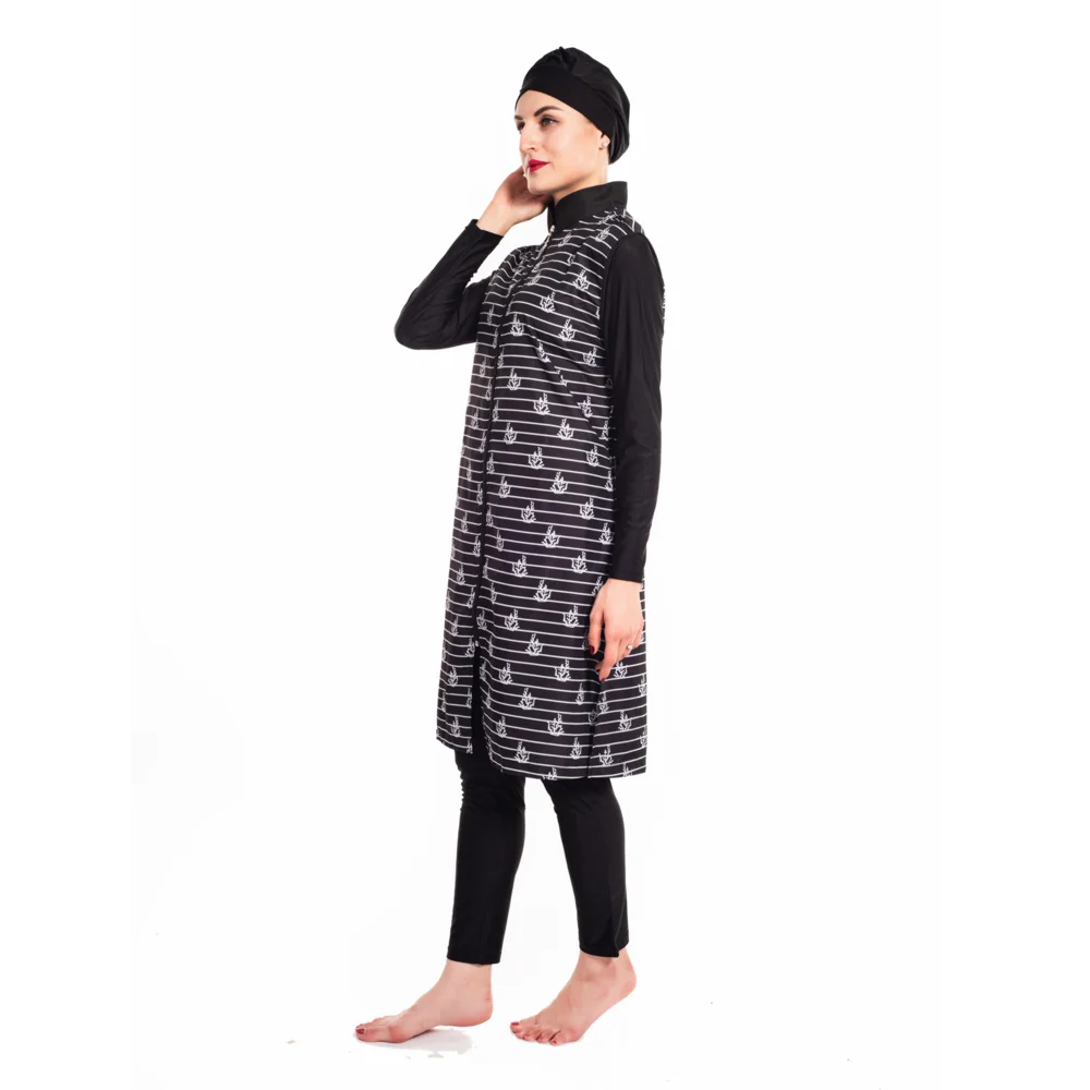 YONGSEN French Cut Burkini - Muslim Swimwear with Hijab, Long Sleeve Modest Swimsuit (Taille Grande)