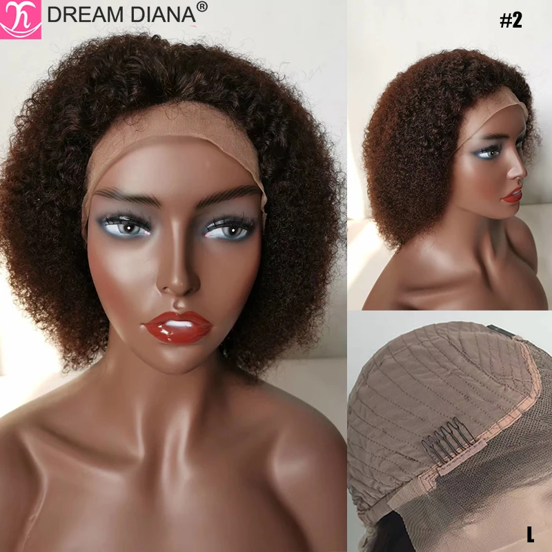 Peluca de cabello humano rizado con encaje Frontal, pelo Afro brasileño de doble estiramiento, 12A, 13x4, 250 de densidad, 4C, Bob