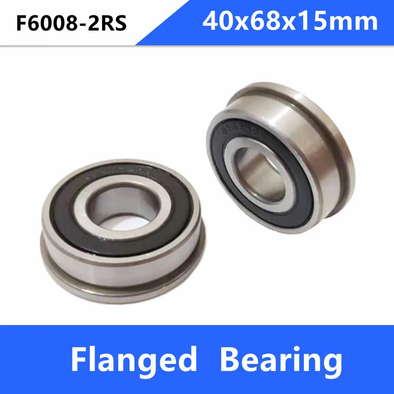 

50pcs/lot flanged bearing F6008-2RS F6008RS F6008 2RS RS 40x68x15 mm flange deep groove ball bearings 40*68*15