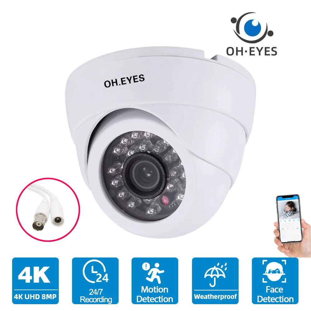 

4K CCTV AHD Analog Camera BNC Outood waterproof Face detection Dome Security Camera 8MP DVR Video Surveillance Cam XMEYE H.265