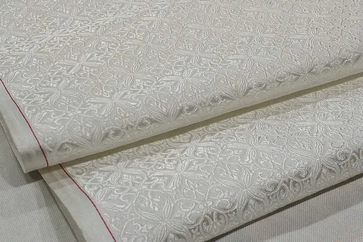 White damask yard dyed jacquard tapestry satin 3D jacquard brocade fabric for dress cushion cover curtain patchwork DIY
