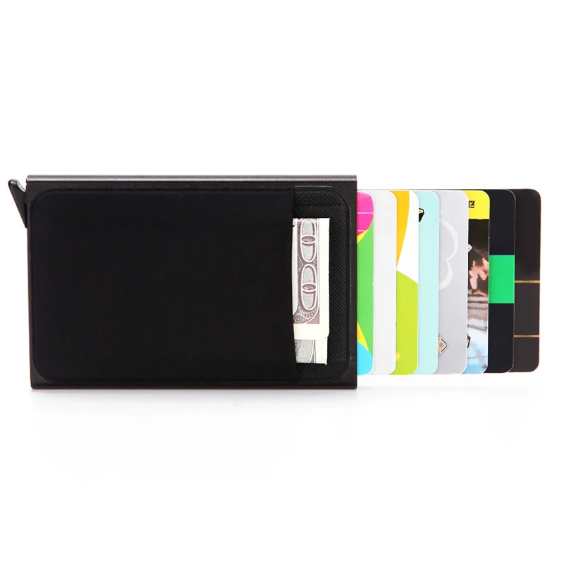 Aluminum RFID Blocking Credit Card Holder Automatic Pop-up Bank Card Sleeve Smart Quick Release Women Wallet Money Clips