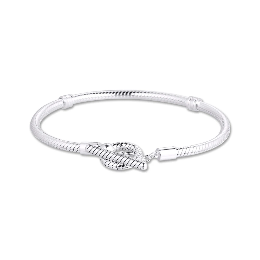 Best Friend 2021 Trend Couple Snake Chain 925 Sterling Silver Womens T Strap Bangles DIY Charm Bracelets