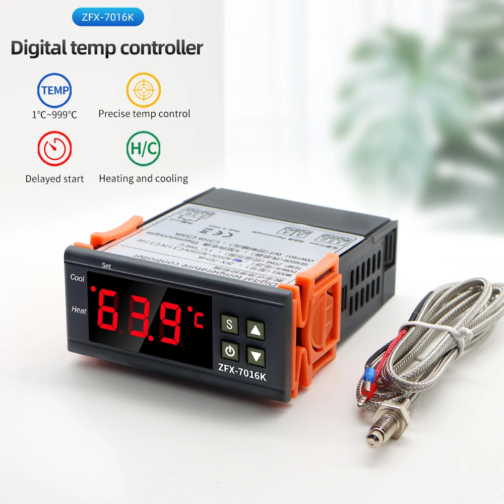 Imagem -01 - Interruptor Inteligente Controlador de Temperatura Termostato Termômetro Regulador 999 Graus com Sensor tipo k 10a 30a Zfx7016k interruptor inteligente controlador de temperatura termostato termometro regulador 999 graus com sensor tipo k 10a 30a zfx7016k 01