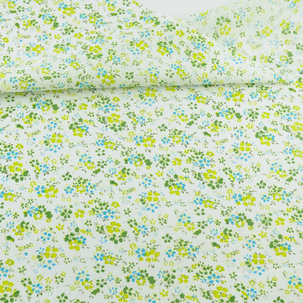 100% Cotton Fabrics Green and Yellow Flower Design Tilda Fat Quarter Sewing Cloth Tecido Tissue Crafts Dolls CM Crafts Patchwork