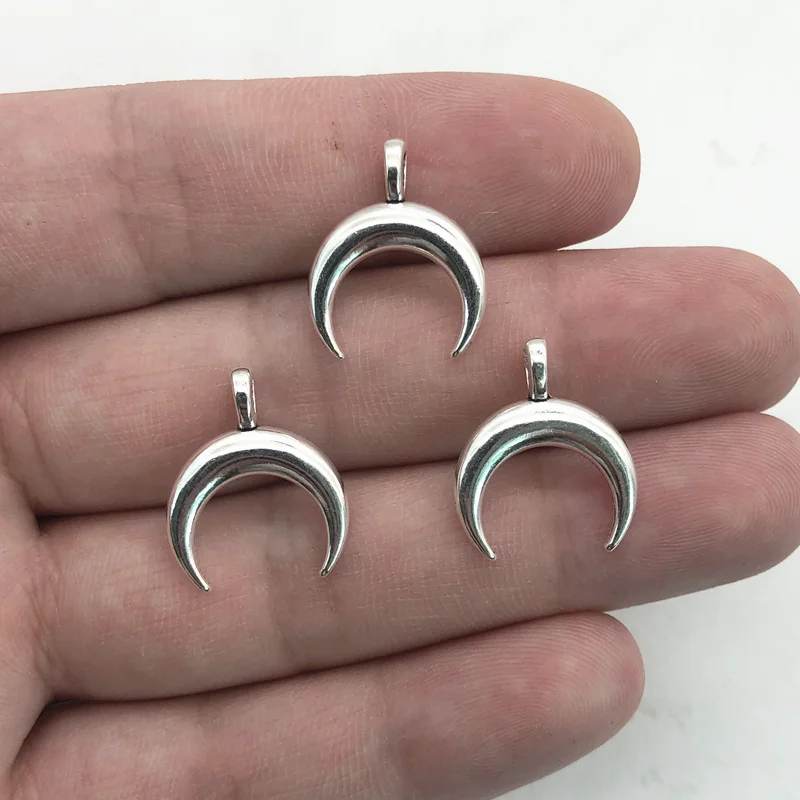 15 sztuk 21x17mm wisiorek rogi półksiężyc urok wisiorki do tworzenia biżuterii DIY kolczyk księżyc wisiorki akcesoria do rękodzieła