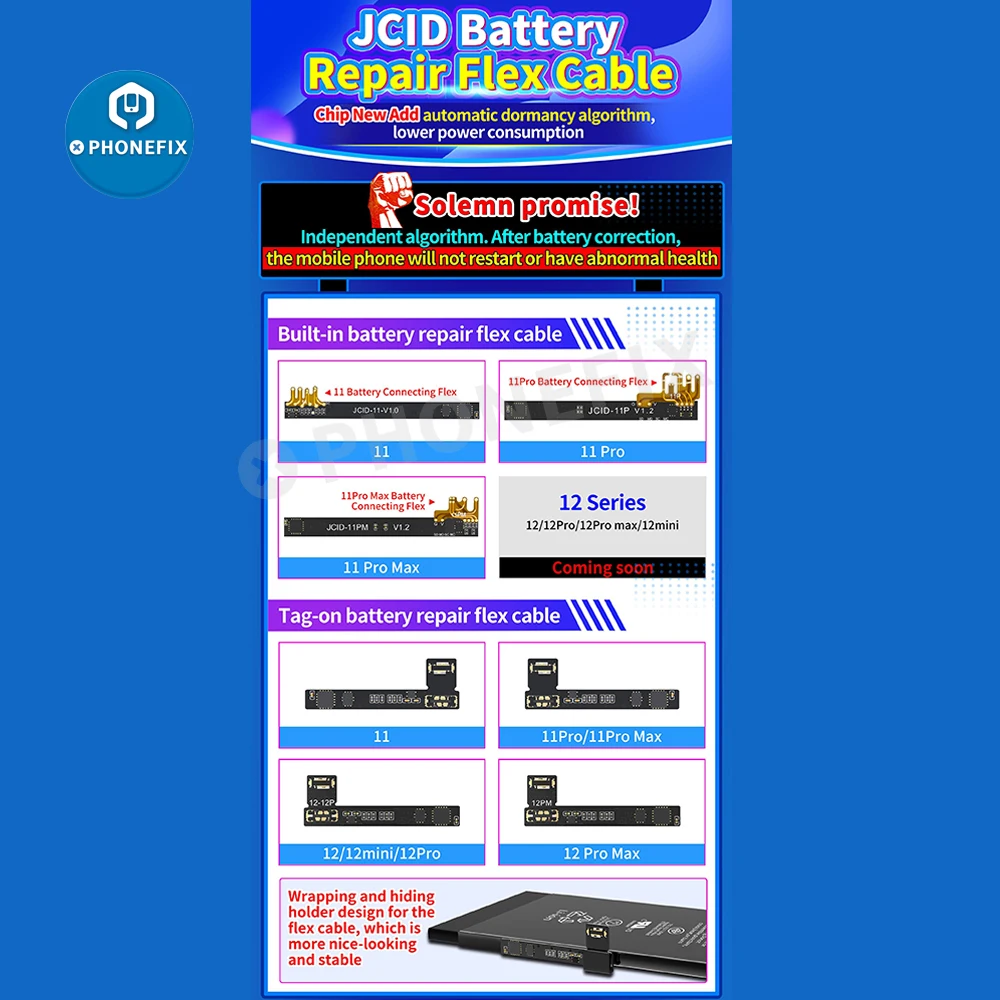 JC V1SE Battery Repair Cable Flex Tag On NO Sodering for iPhone iPhone SE3 11 12 13 14Pro Max Pop-up Repair FPC Remove Warning