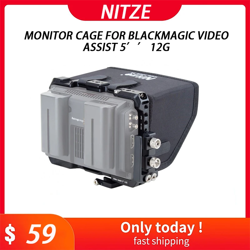 Nitze Monitor Cage for Blackmagic Video Assist 5 12G SDI with HDMI