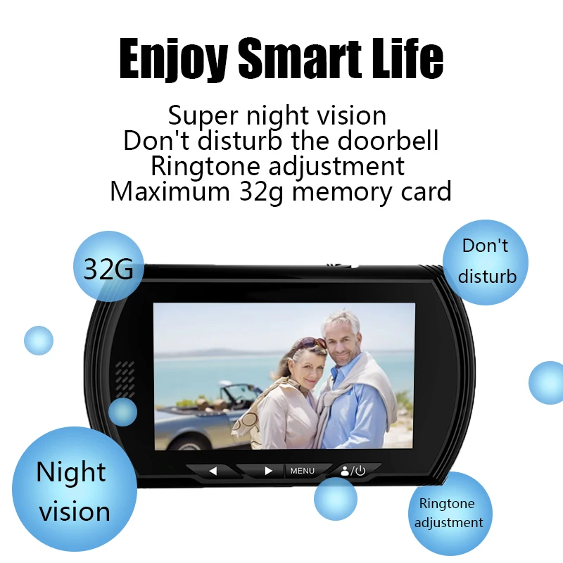 4.3" Smart home Digital visual intercom Doorbell Door peephole Camera Doorbell Video Recorder Night Vision PIR Motion No Disturb