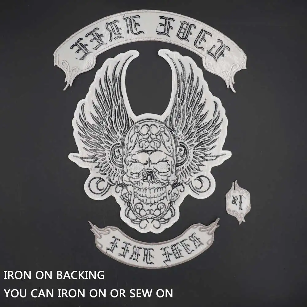 Skull Wing Embroidery Motorcycle Biker Patch 1% Badge Cloth Leather Jacket Decoration Back High-grade Iron-On