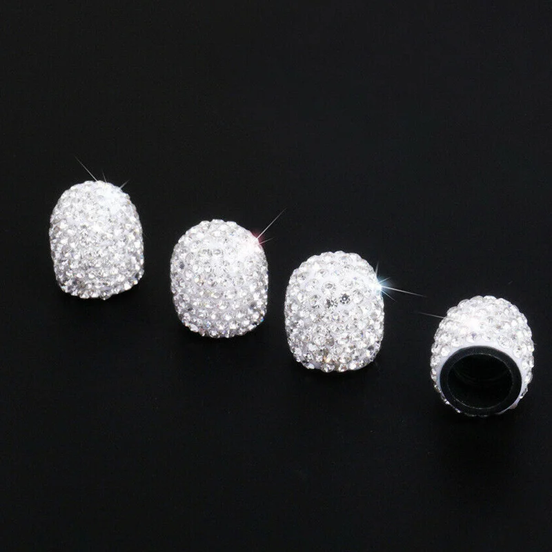 4Pcs Rhinestone Car Tire Valve Caps Diamond Shining Dustproof Caps for Truck Bike Car Accessories Universal Exterior