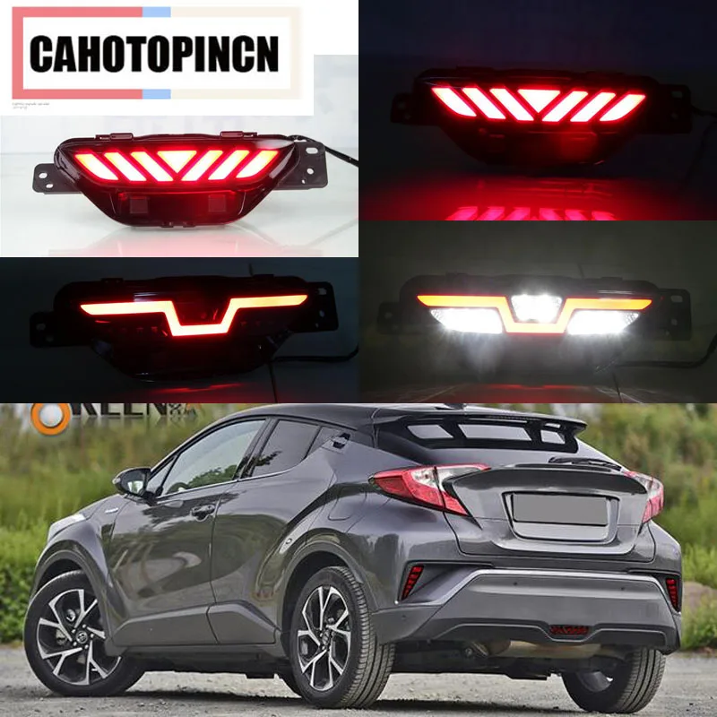 

Led rear bumper light For Toyota CHR 2017 2018 rear fog lamp driving lamp brake light reverse light 3 functions warning light