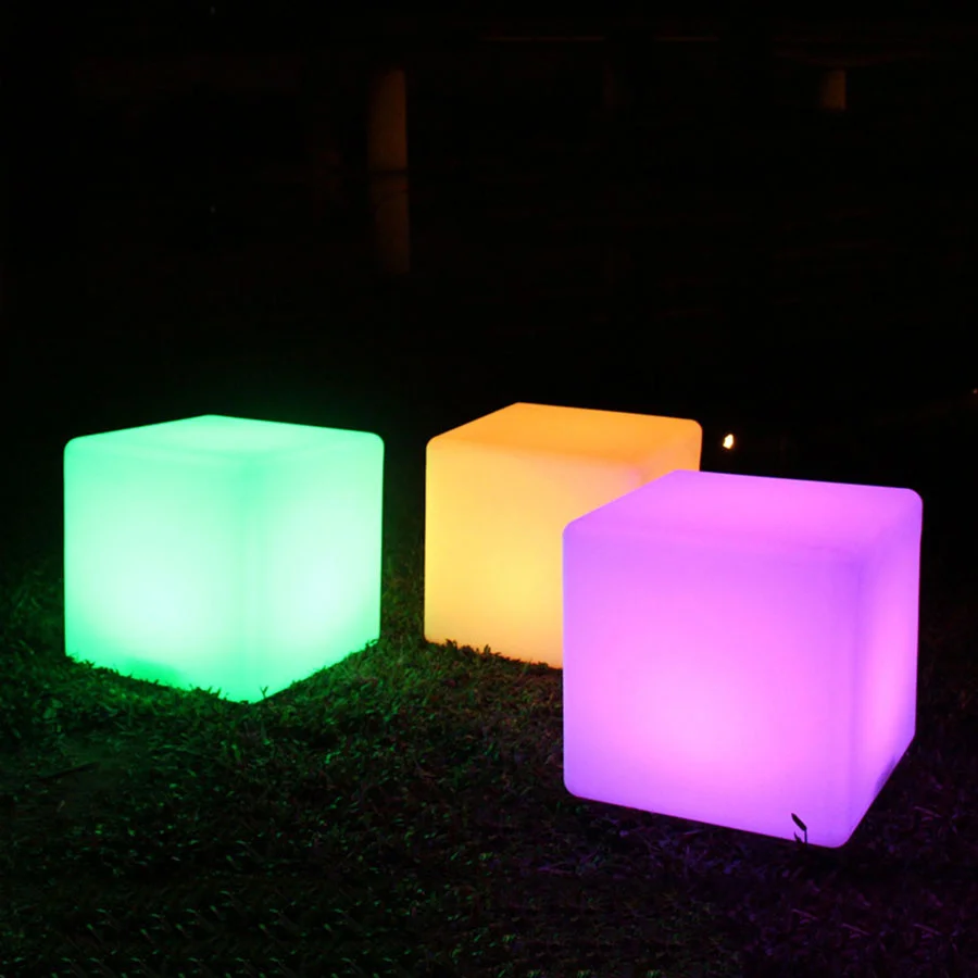 20CM Rechargeable LED Table Night Lights Waterproof Cube Garden Light with Remote RGB Color Changed Patio Pool Party Chair Lamp