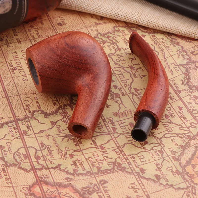 Red Sandalwood Smoking Pipe 9mm Filters Tobacco pipe Handmade cigarette holder Bent Type Tobacco pipes Gift men\'s smoking pipes