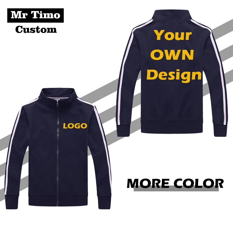 Autumn Winter Stand-Up Collar Zipper Jacket Group Custom LOGO Design Mens And Womens Trend Casual Coat