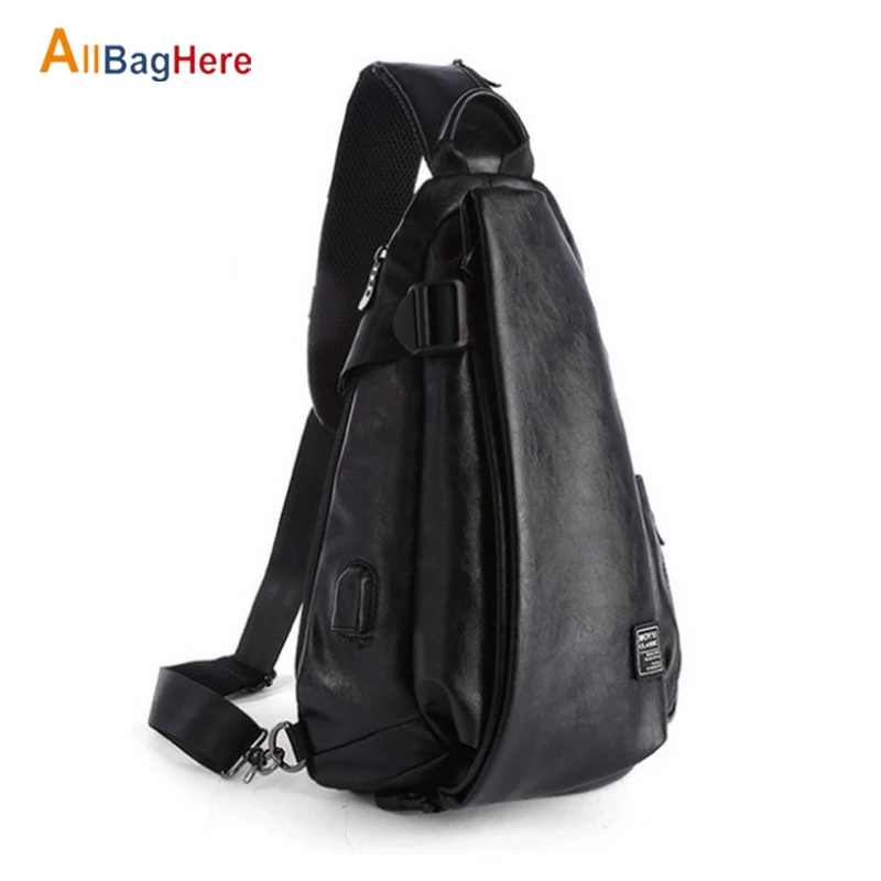 Men Quality Messenger Bag Casual PU Leather Waterproof Shoulder Bags Travel Sports Student Zipper Sling Crossbody Chest Bag Male