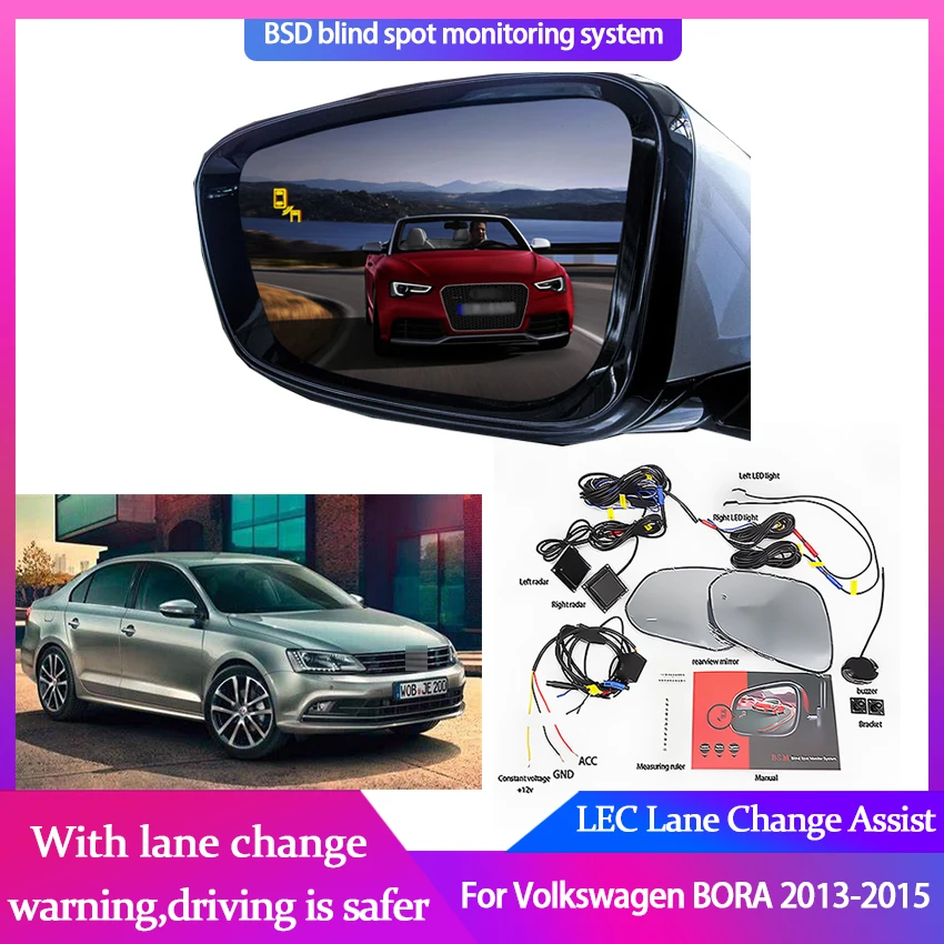 

Car Mirror Blind Spot Detector Sensor Assist BSD BSM For Volkswagen VW BORA 2008-2015 Microwave Monitoring Change Lane Warning