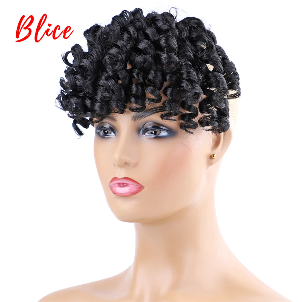 Blice-Extensões Sintéticas De Cabelo Para Mulheres, Falso Franja Encaracolado, 2 Clips em Bang, 100% Kanekalon Hairpieces