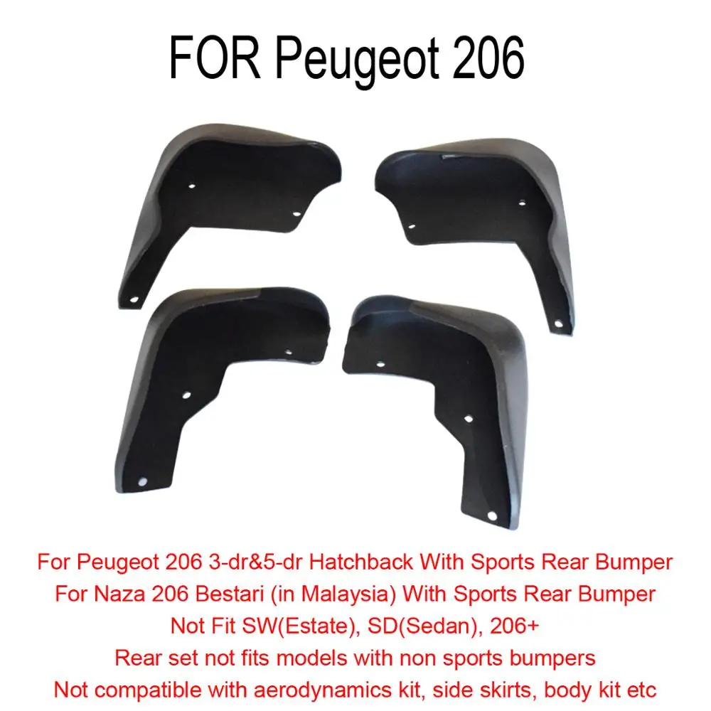 Mud Flaps Mudflaps брызговики Front Rear Mudguards Fender for car peugeot 206 1998-2012 3 5 door Детали экстерьера YC101119