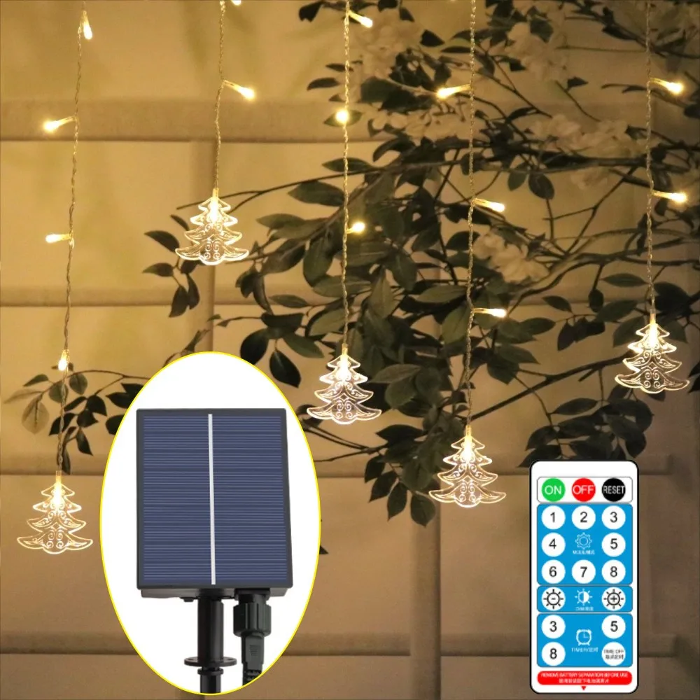 Solar String Light Christmas Tree 96 Leds & Remote Controller 8 Modes Atmosphere Light Christmas Garden,Party,Yard,Bar