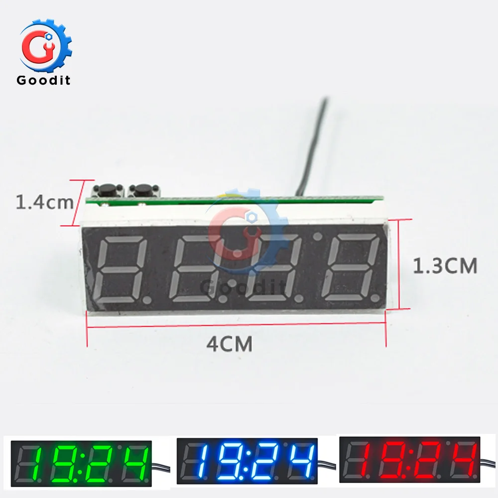 3 In 1 LED Digital Tube Clock Temperature Voltage Module Time Thermometer Voltmeter Time Meter Board DC 5V-30V Green DS3231SN