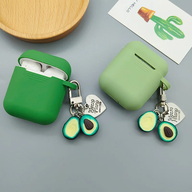 เคสซิลิโคนอโวคาโดสีเขียวน่ารักฤดูร้อนสำหรับ Apple airpods Pro 2เคสครอบหูฟังสำหรับ airpods 1/2/3กล่องชาร์จ