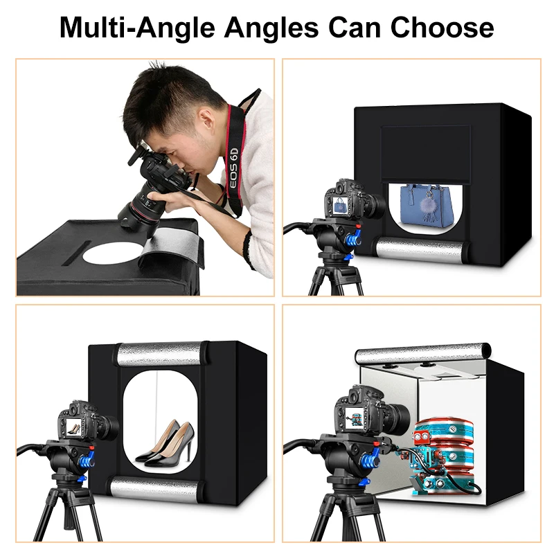 40 سنتيمتر صندوق إضاءة الجدول العلوي استوديو الصور طوي LED 5500K عكس الضوء صندوق الضوء مع 5 قطعة ورق خلفية الصورة للتصوير الفوتوغرافي