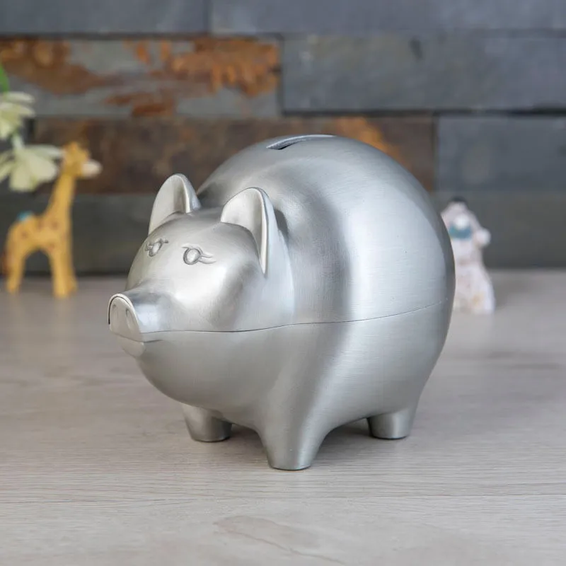 

Vintage Large Pig Piggy Bank Creative Metal Alloy Cartoon Money Bank Cute Pig Penny Coin Saving Pot Box with Stopper for Boy Kid