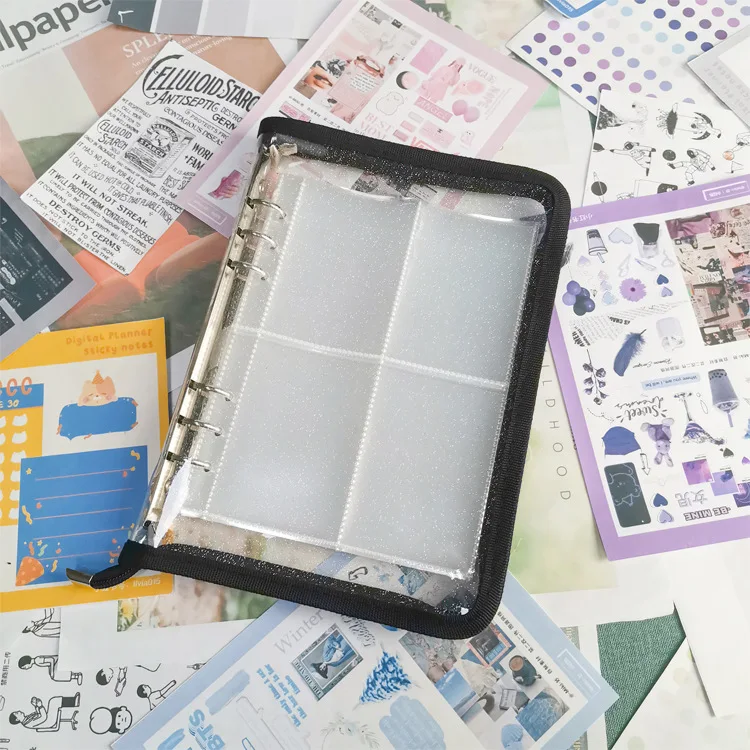 Sharkbang A5 A6 Zipper Binder Notebook Photo Organizer Loose Leaf Cover Diary Bullet Transparent PVC Journal Agenda Stationery