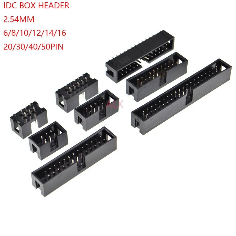 5/10pcs Dip 6/10/20/26/34/40 Pin 2.54mm Pitch Male Socket Straight Idc Box Headers Pcb Connector Double Row 10p/20p/40p/50p Dc3