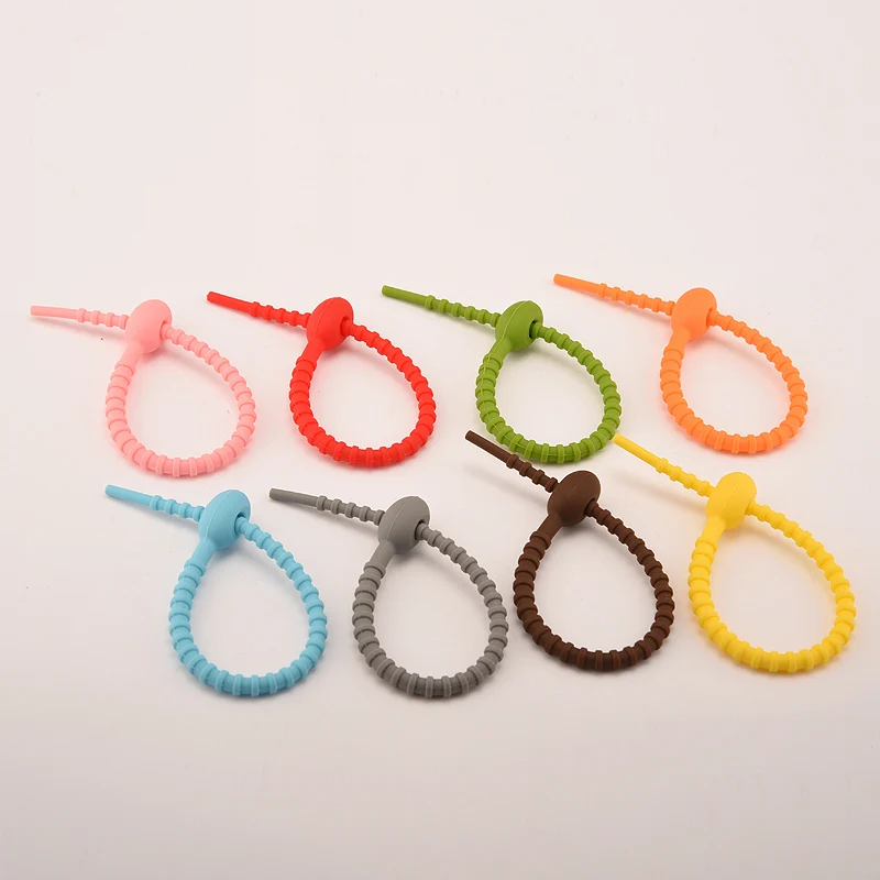 Candy Color Self Locking Multifunctional Silicone Ties, Cable Headset, Data Line, Wire Binder, Safe, Reusable, 8 Pcs, Lot