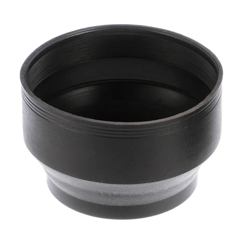 49mm 3 Stage Collapsible Rubber Lens Hood Sun Shade For Canon Nikon Sony Camera