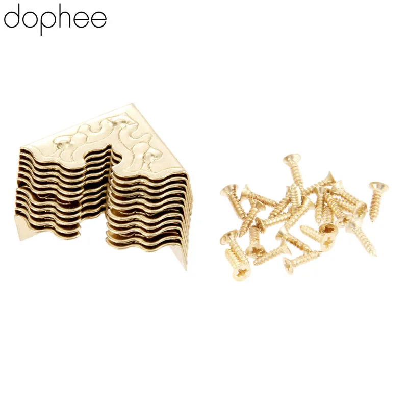 dophee 10Pcs Antique Furniture Metal Crafts Jewelry Box Corner Foot Wooden Case Corner Protector Decorative Corner 25mm