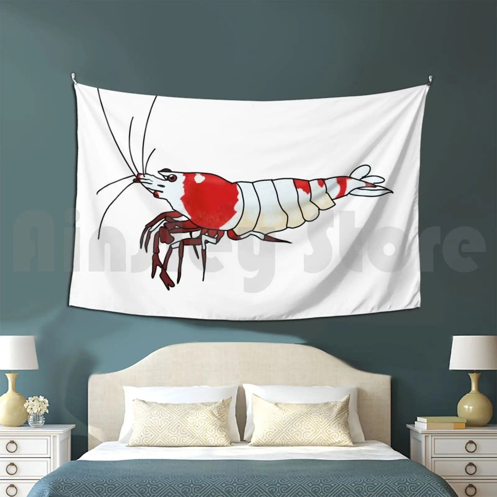Tapiz de camarones de cristal rojo, sala de estar, dormitorio, camarones de cristal rojo, cristal natural, Caridina, camarones Neocaridina